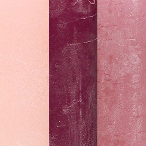 Artikel Ensfarvede søjlelys 3 farver Berry 60×100mm 12 stk.