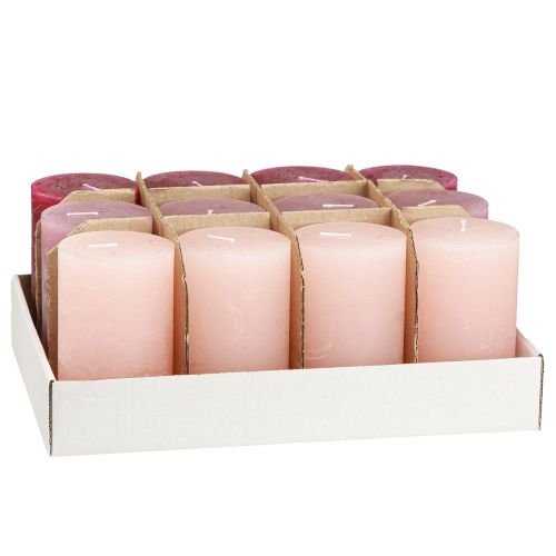 Artikel Ensfarvede søjlelys 3 farver Berry 60×100mm 12 stk.