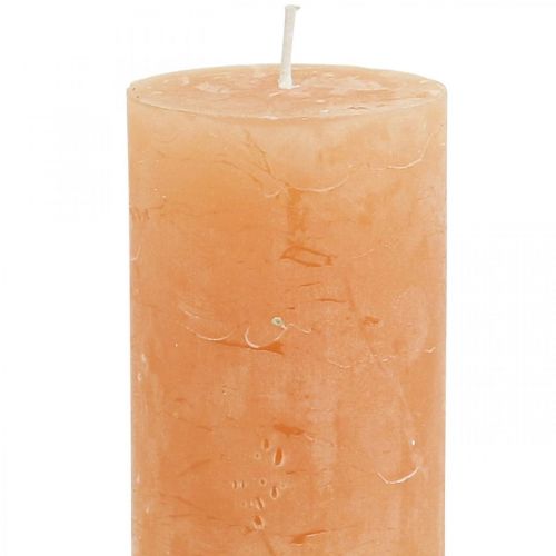 Artikel Ensfarvede stearinlys Orange Peach søjlelys 50×100mm 4 stk.