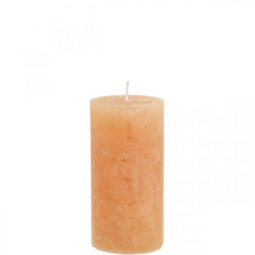 Ensfarvede stearinlys Orange Peach søjlelys 50×100mm 4 stk.