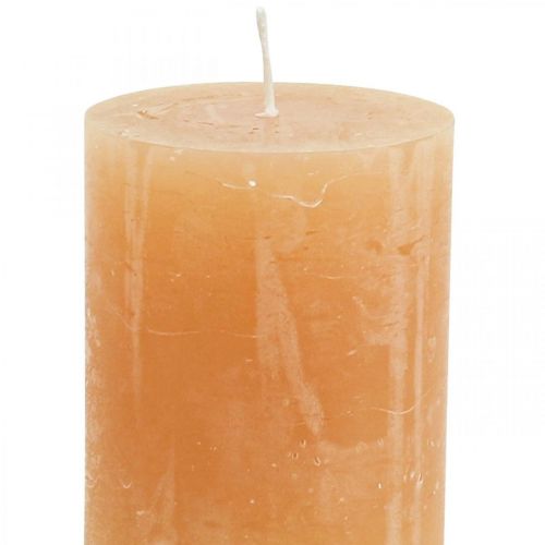 Artikel Ensfarvede lys Orange Peach søjlelys 60×80mm 4 stk