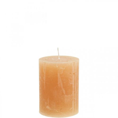 Ensfarvede lys Orange Peach søjlelys 60×80mm 4 stk
