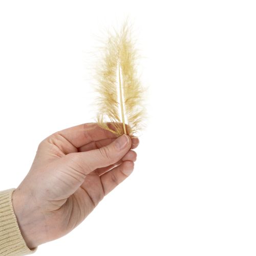 Artikel Ægte fjer til kreativ brug i lysegult, 5 cm – 10 cm, 20 g