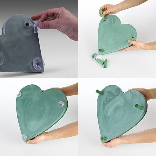 Artikel Blomstret skumhjerte med kliksystem plug-in materiale grøn 20cm 2 stk