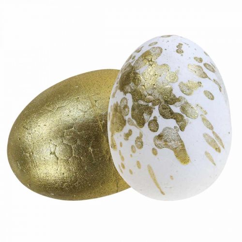 Floristik24 Styrofoam æg Styrofoam påskeæg hvidguld dekoration 5cm 12stk