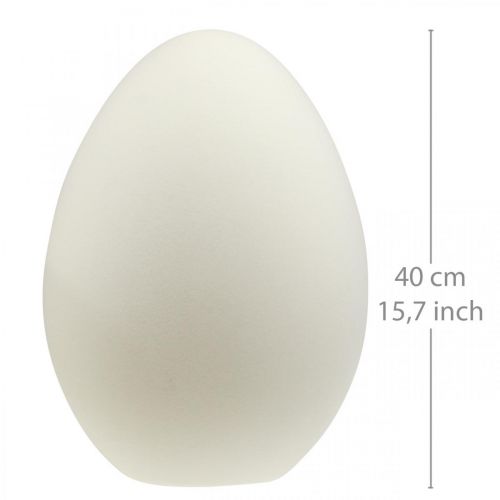 Floristik24 Påskeæg stort creme dekorativt æg flokkede butiksvindue dekoration 40cm