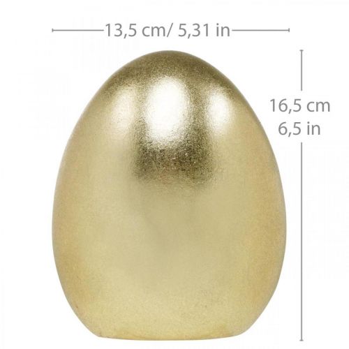 Keramisk æg gylden, ædel påskedekoration, pynteobjekt æg metallic H16,5cm Ø13,5cm
