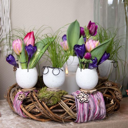 Floristik24 Æg med glas dekorativ vase hvid påskepynt Ø7,5cm H9cm 6 stk
