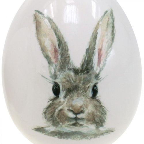 Artikel Dekorativt ægstående kaninmotiv, påskedekoration, kanin på æg Ø8cm H10cm sæt med 4 stk.