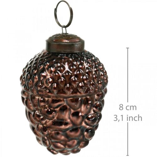 Floristik24 Agern glas brune dekorative kogler til ophængning adventsdekoration 5,5×8cm 12stk