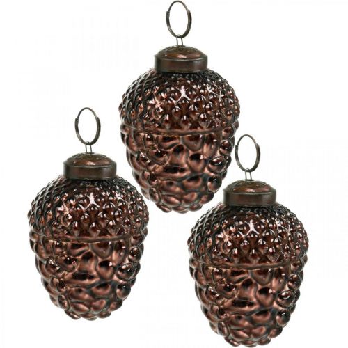 Floristik24 Agern glas brune dekorative kogler til ophængning adventsdekoration 5,5×8cm 12stk