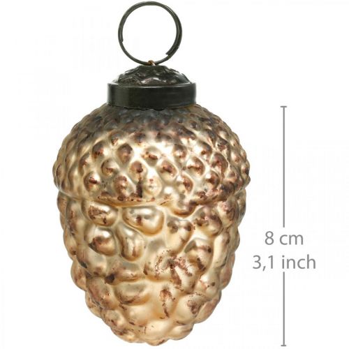 Floristik24 Acorn glas gyldne vintage deco kogler Juletræspynt 5,5 × 8cm 12stk