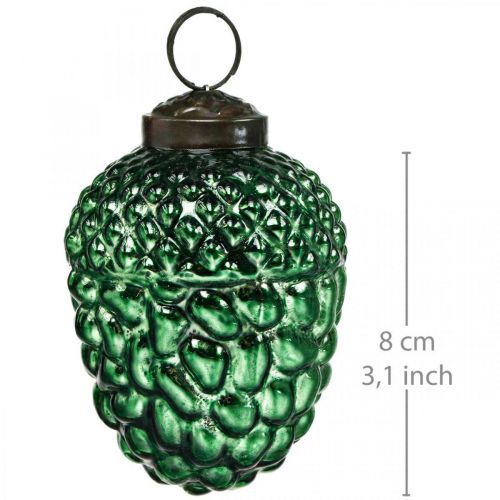 Floristik24 Acorn glas grøn efterår dekoration kegler juletræ dekorationer 5,5 × 8 cm 12stk