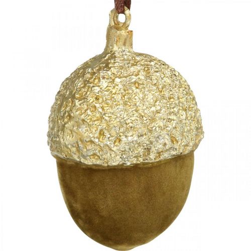 Artikel Agern til ophæng, advent, trædekoration, efterårsdekoration H6,5cm Ø4cm 6 stk.