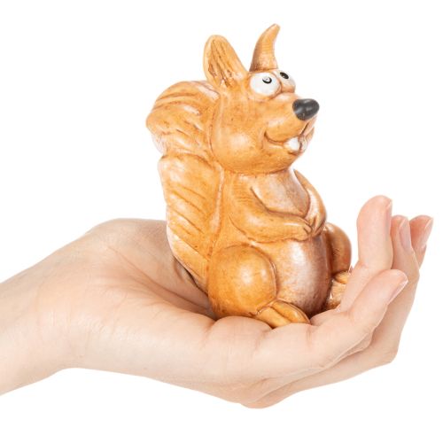 Siddende egernfigur til efterårsdekoration, 10 cm | Floristik24.dk