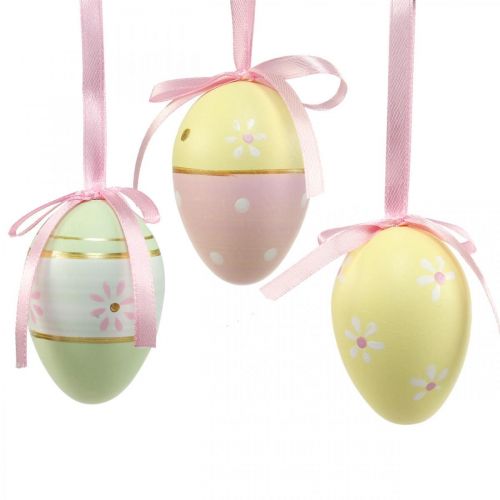 Artikel Påskeæg til ophængning af dekorative æg farverige Ø4cm H6cm 6 stk