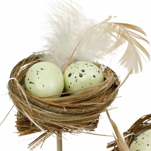Artikel Deco plug fuglerede, påskedekoration, rede med æg 23cm 6 stk.