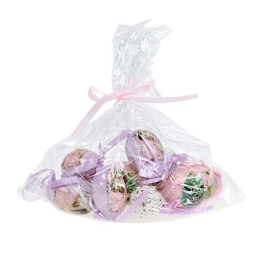 Floristik24 Æg med mønster lilla-pink 5-8cm 8stk
