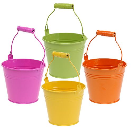 Floristik24 Spand med hank farverig Ø12cm H10cm 8 stk