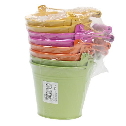 Floristik24 Spand med hank farverig Ø12cm H10cm 8 stk