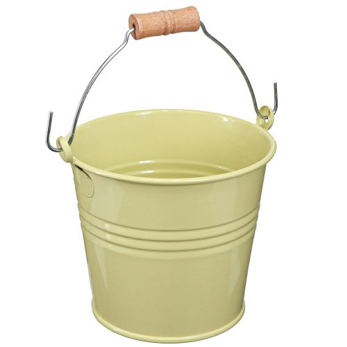 Artikel Spand Metal Urtepotte Håndtag Grøn-Gul 20x17,5x16cm 2 stk.