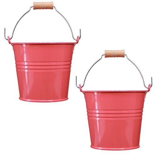 Artikel Spand metal urtepotte pink håndtag 16x17,5x16cm 2stk