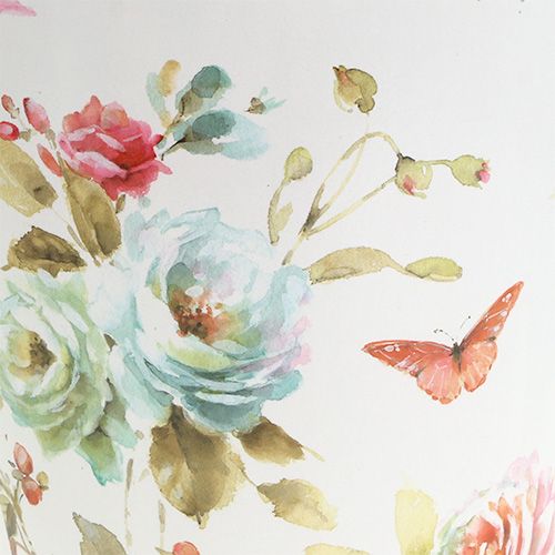 Floristik24 Spand hvid med blomster mønster Ø20,5cm H22,5cm