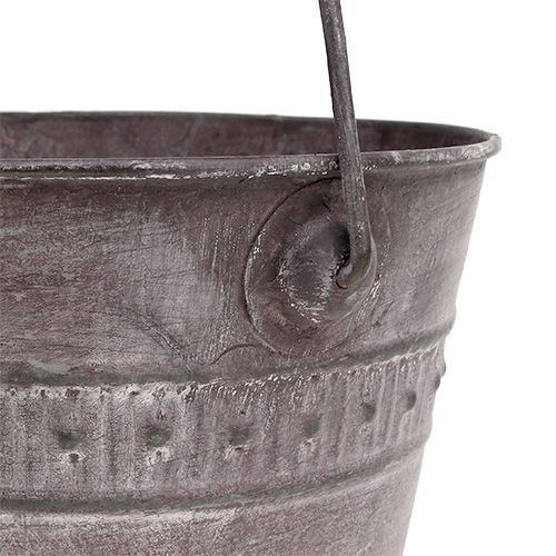 Floristik24 Spand Zink Ø15cm H12cm Lilla vasket
