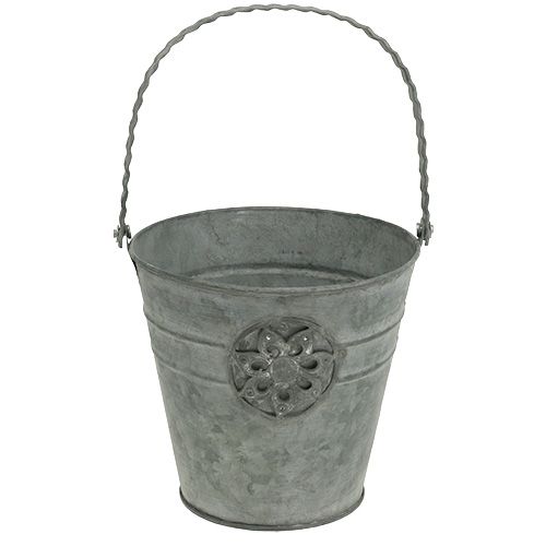 Floristik24 Spand med blomst Ø16cm H15cm zink