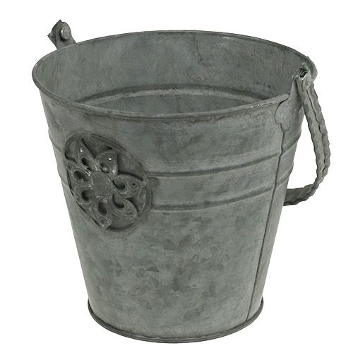 Floristik24 Spand med blomst Ø16cm H15cm zink