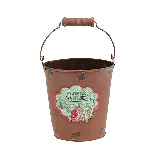 Floristik24 Spand med motiv Brunlagret finish Ø11cm H12cm