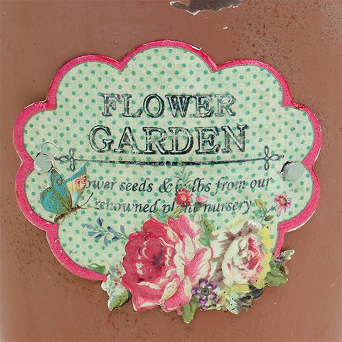 Floristik24 Spand med motiv Brunlagret finish Ø11cm H12cm