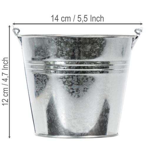 Spand Ø14cm H12cm 6 stk. zink, blank | Floristik24.dk
