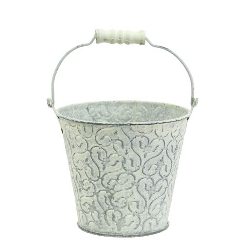 Zinkspand med dekor crème vasket Ø11cm H10,5cm | Floristik24.dk