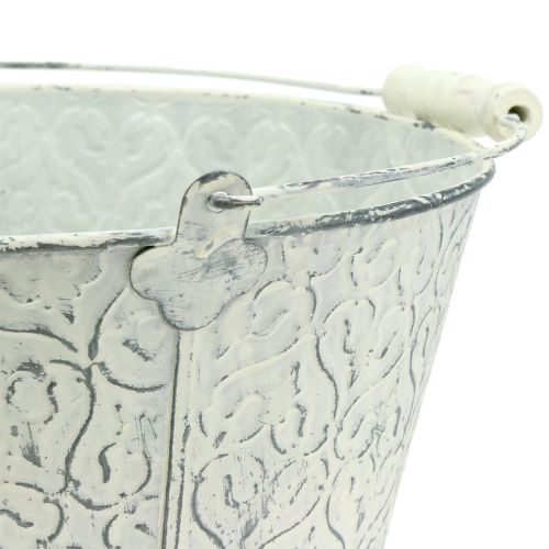 Floristik24 Zink spand med dekor creme vasket Ø22cm H17cm