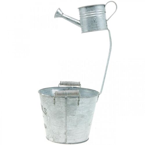 Artikel Dekorativ plantekrukke, spand med potte, plantekrukke, metalspand H38cm Ø16,5cm/Ø7cm