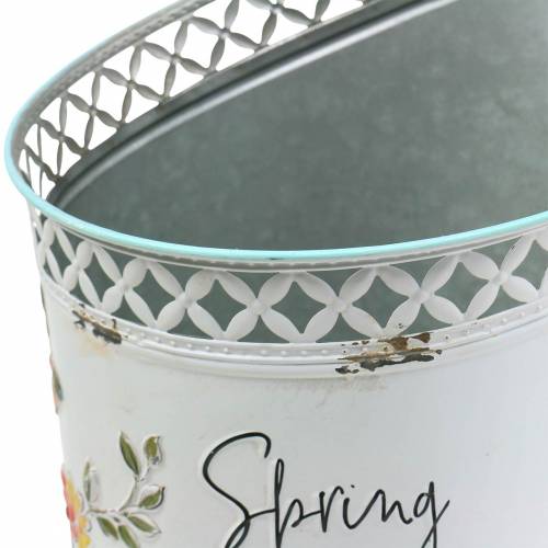 Floristik24 Dekorativ spand med blomsterdekoration og ordsprog metal Ø27cm H50,5cm