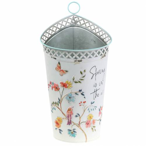 Floristik24 Dekorativ spand med blomsterdekoration og ordsprog metal Ø27cm H50,5cm