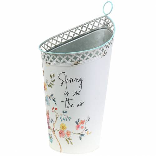 Floristik24 Dekorativ spand med blomsterdekoration og ordsprog metal Ø27cm H50,5cm