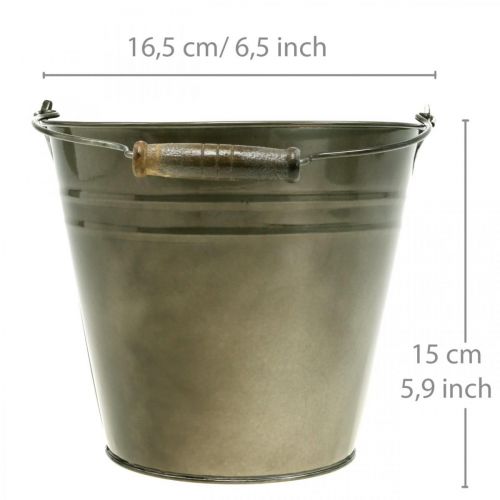 Floristik24 Dekorativ spand med hank, havedekoration, plantekrukke, metalbeholder Ø16,5 cm H15 cm