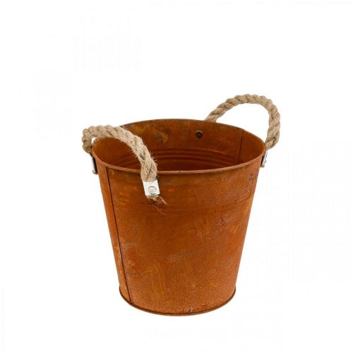 Floristik24 Dekorativ krukke med hanke, efterårsdekoration, metal skål patina Ø20cm H19cm