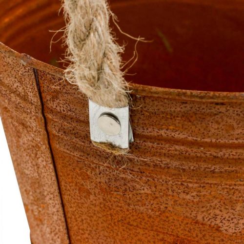 Artikel Metalgryde med hanke, urtekrukke, rustdekoration Ø16,5cm H15cm