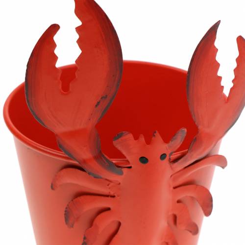 Artikel Dekorativ spand hummer metal rød Ø8cm H13cm 3 stk