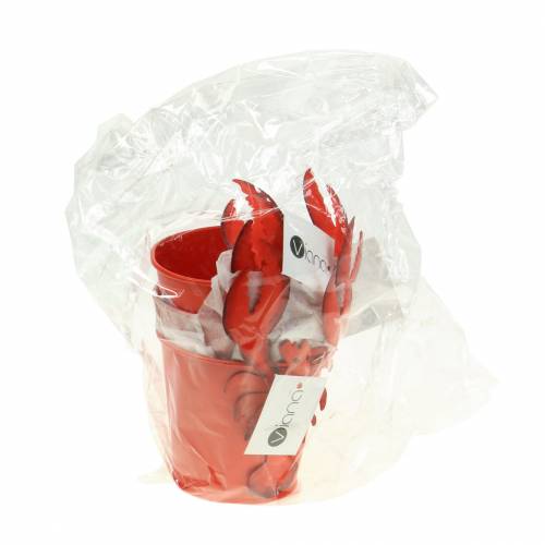 Artikel Dekorativ spand hummer metal rød Ø8cm H13cm 3 stk