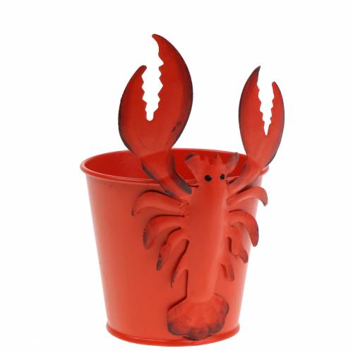 Dekorativ spand hummer metal rød Ø8cm H13cm 3 stk
