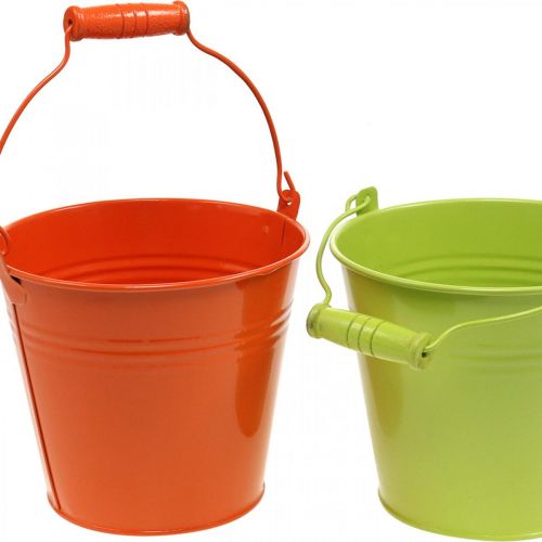 Artikel Spand plantekrukke metal dekorativ spand farverige farver Ø14cm H12cm 6 stk