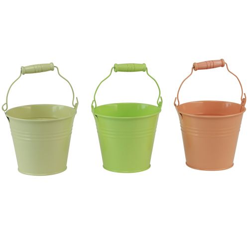 Artikel Spand med hank primula potte metal pastel 11,5×8,5cm 8 stk