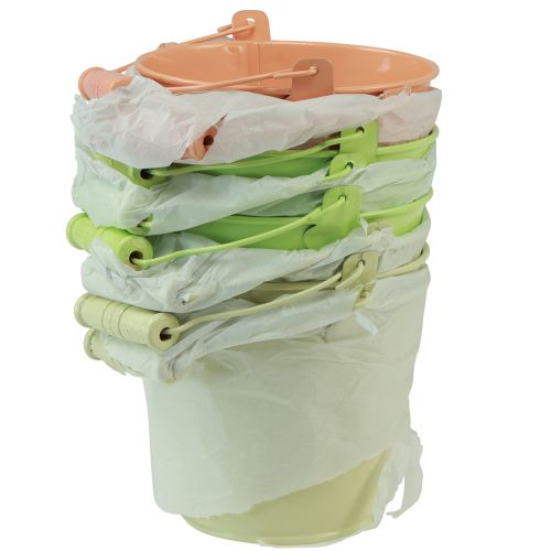 Artikel Spand med hank primula potte metal pastel 11,5×8,5cm 8 stk