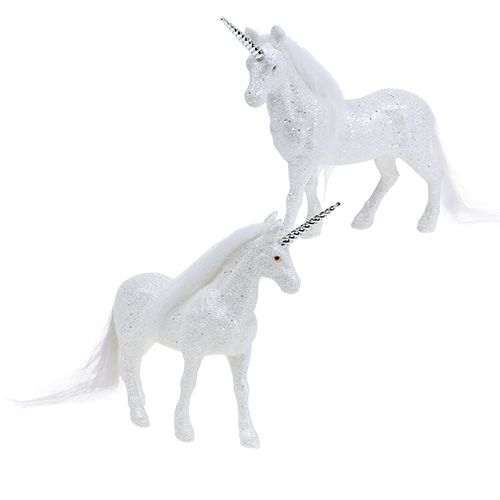 Floristik24 Unicorn hvid med glitter 18cm 2stk