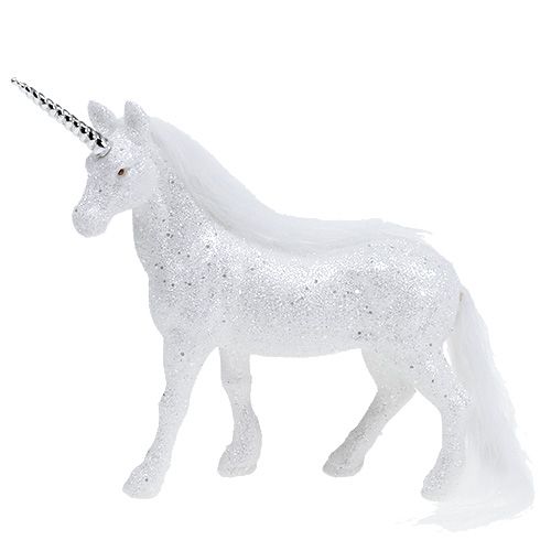 Artikel Unicorn hvid med glitter 18cm 2stk